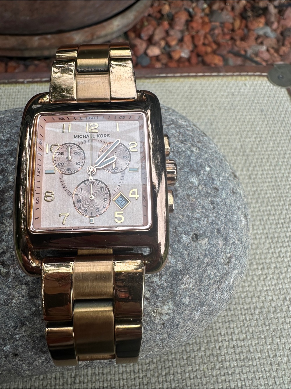 Michael Kors ⏱️ Rose Gold Stainless Steel Square Chronograph Watch